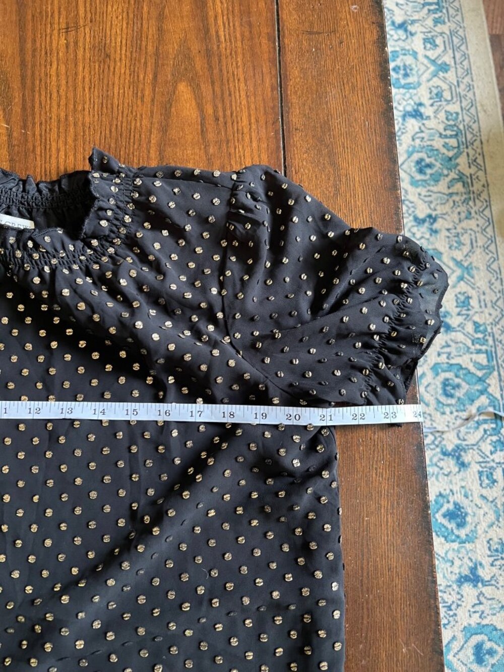 J.Crew Black Gold PolkaDot Short Sleeve Women's Blouse Holiday Career Business S - Picture 9 of 10